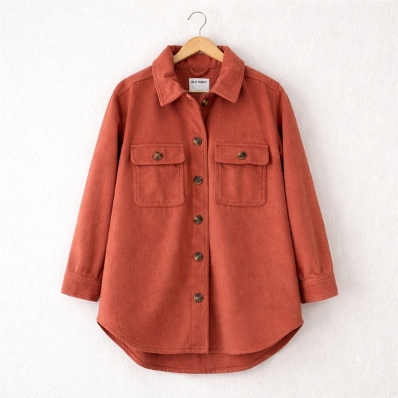 Old Navy Jackets & Blazers - NWT Old Navy Soft-Brushed Utility Shacket Rust – Medium Petite
